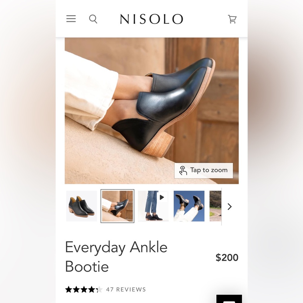 NISOLO brand Size 7.5 Black Ankle Boots NEW